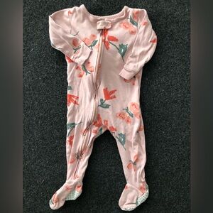 Carter's Pink and Green Floral Footie One Piece pj
